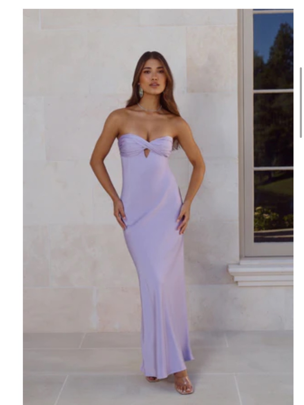 Hello Molly Lavender Strapless Twist-Front Gown